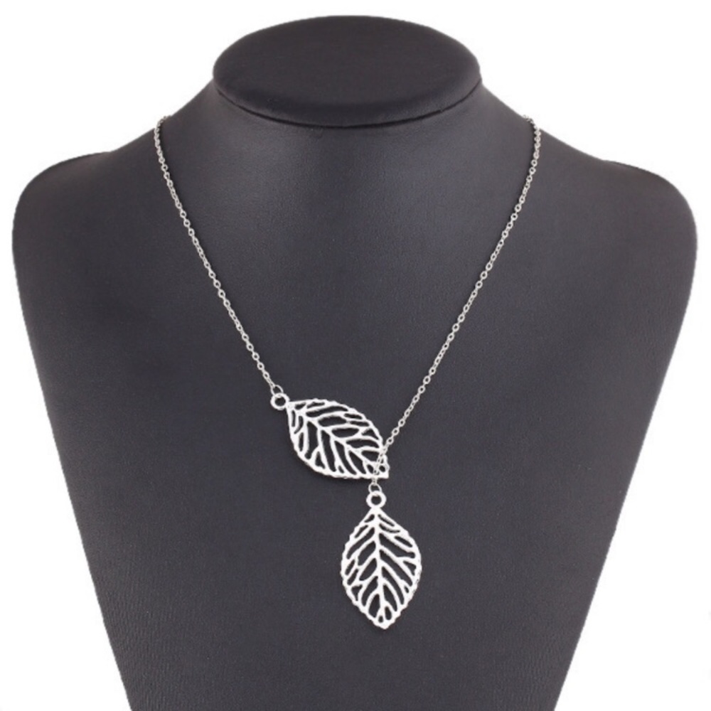 Double Leaf Silver Necklace